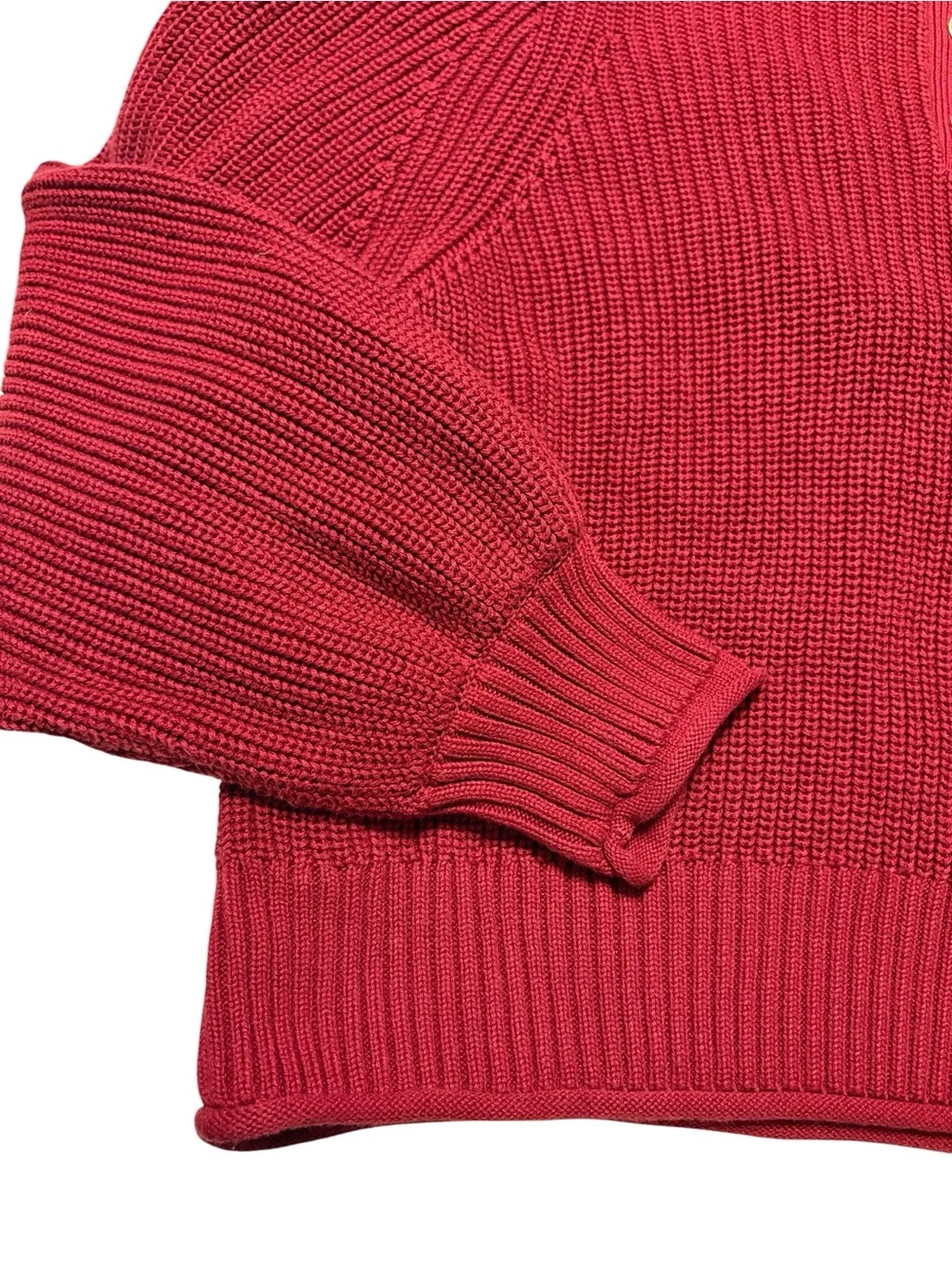 J. Crew Ribbed Cotton Button Collar Sweater Size XL Cranberry 100% Cotton Cozy